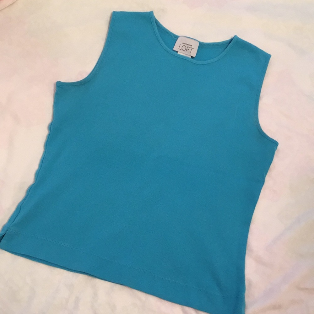 LOFT cropped cotton knit tank top